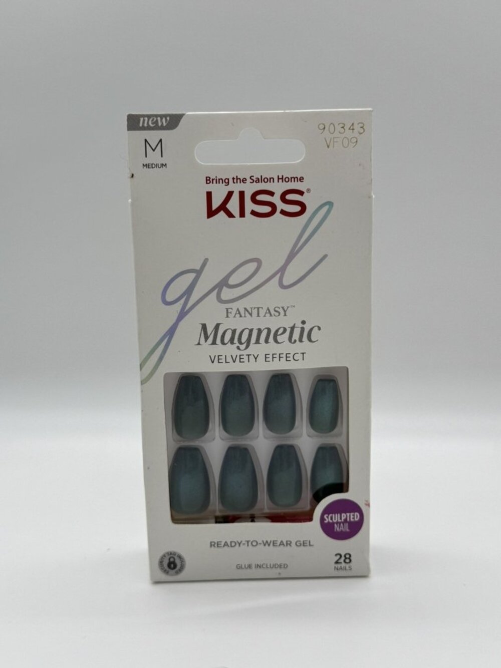Kiss Gel Fantasy Magnetic Nails In Shimmering Teal Purple VF09 28 Nails New